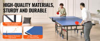 SucceBuy Mesa de Ping Pong, Tenis de Mesa Profesional, MDF Interior, Plegable con Red de Sujeción Rápida, Ruedas Bloqueables, Tableros de 25 mm - details 1