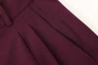 TRAFZA-Conjuntos de ropa de calle para mujer, color rojo vino, cuello redondo, bolsillos con cremallera y pantalones sueltos de cintura alta, trajes de manga larga a la moda para primavera - details 24