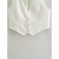 BUNO-Chaleco sin mangas para mujer, chalecos elegantes con cuello en V y una sola botonadura, Tops blancos elegantes - details 22
