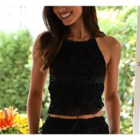 2025 Nuevo conjunto de dos piezas sin mangas de gasa con cintura elástica, conjunto de falda holgada para vacaciones - details 8