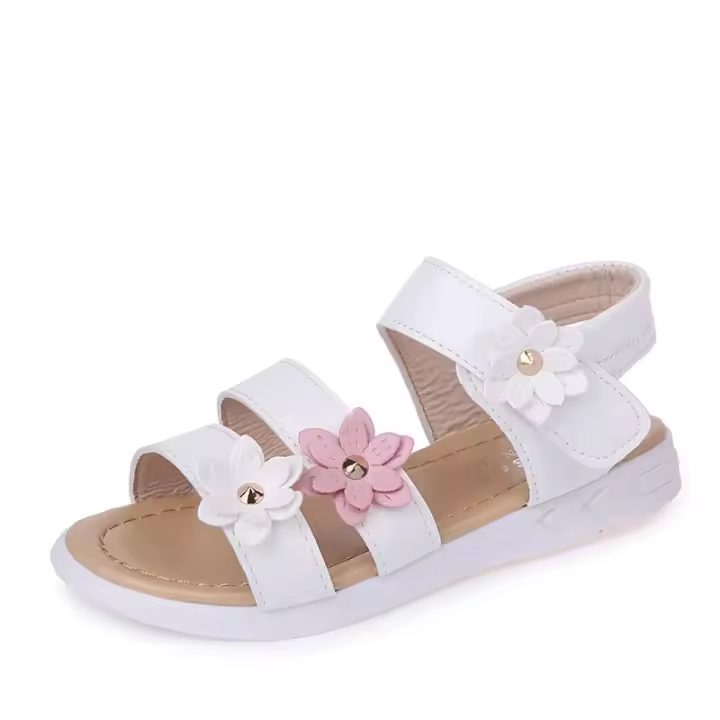 Sandalias florales de 3 flores para niñas, zapatos de princesa para vestido de fiesta de boda, novedad de verano 2024 - 1