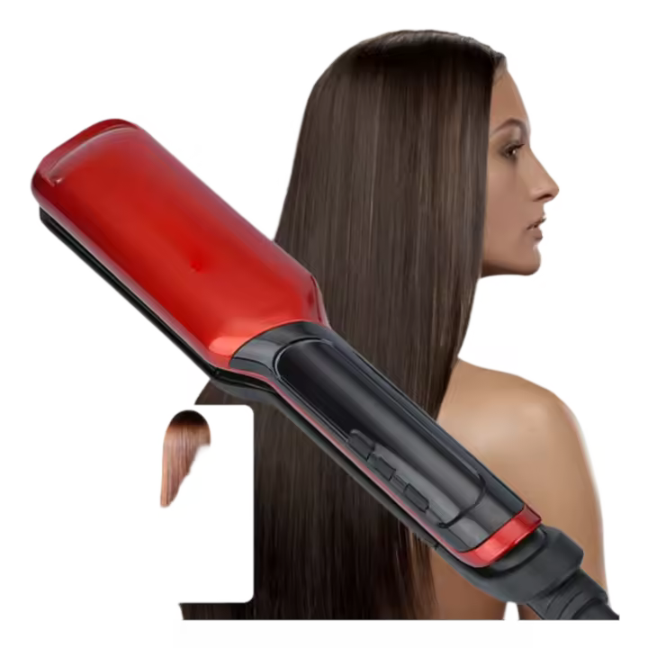 Plancha de pelo profesional Kemei, plancha con pantalla LED, plancha plana de cerámica, placas anchas, Chapinha Para Cabelo, temperatura ajustable - 1