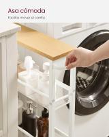 Carro de 4 Niveles, Carro Estrecho de Cocina con Ruedas, con Asa, para Espacio Reducido, 22 x 45,4 x 77 cm, para Cocina, Baño, Salón, Estudio, Marrón Rústico y Negro LRC033B01 - details 30