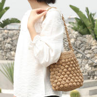 Bolso de hombro hecho a mano para mujer, bolsa de playa con diseño tejido de paja, Bolso pequeño de viaje - details 6