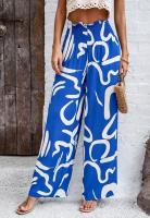 Pantalones elásticos de pierna ancha para mujer Primavera-Verano Chic con estampado elegante - details 0