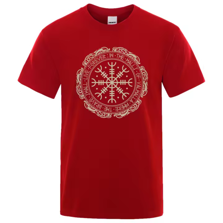 Camiseta de Manga Corta con Estampado para Hombre, Ropa Informal de Calle, Clásica, Estilo Hiphop, Vikingo, Valhalla Odin, Marca, Moda de Verano, 2022 - 1