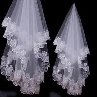 Velos de novia de tul de alta calidad con borde bordado de encaje blanco marfil, accesorios de boda para casados ​​de 1 capa 2025 - details 0