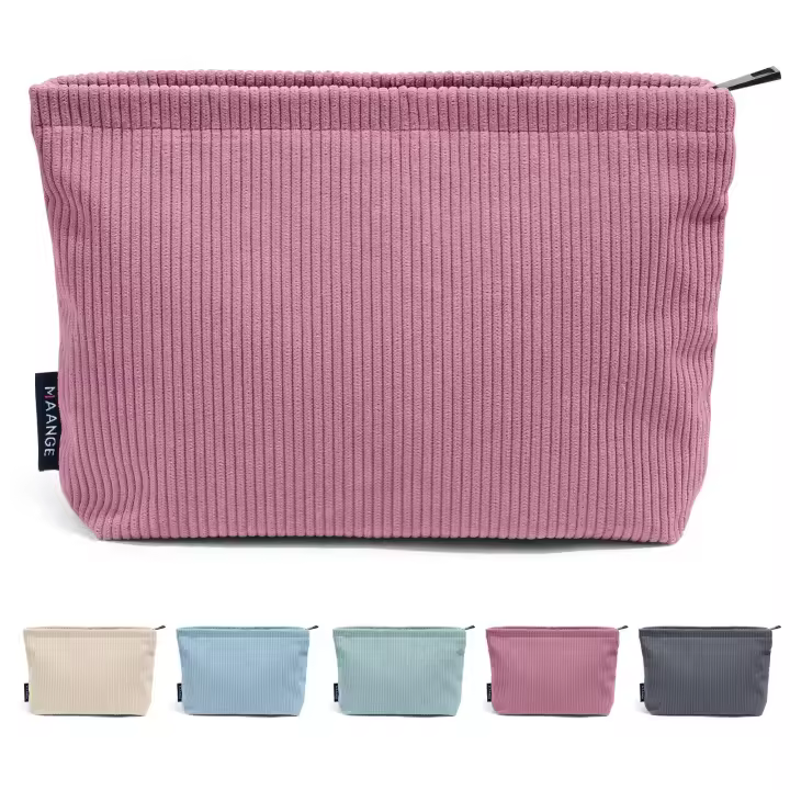 Bolso De Viaje Para Maquillaje De Gran Capacidad De Pana Organizador De Cosméticos Portátil Para Mujeres Bolso De Almacenamiento De Maquillaje Con Cierre De Cremallera - 1