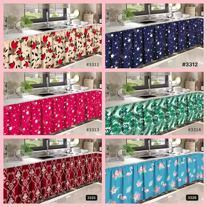 ✅Gran oferta✅Cortina de cocina a rayas de cebra negra con estampado de flamenco rojo, diseño cuadrado de moda, kurtina pang lababo, tamaño perfecto Wat - 1