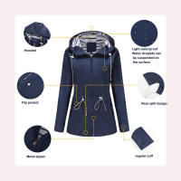 Camiseta impermeable con capucha a rayas de manga larga para mujer, longitud media - details 16