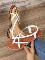 Sandalias planas casuales con punta para mujer 2025 nuevo estilo sandalias de playa romanas tejidas slip-on talla grande - details 0