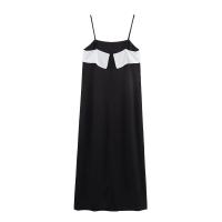 PB & ZA2025satin textura contraste color temperamento suelto casual vestido con tirantes novedad de verano ropa de mujer - details 2