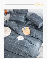Juego de cama a cuadros, funda de edredón, sábana y funda de almohada, tamaño doble, queen y king, Simple, 3/4 - details 4