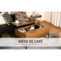 HOMCOM Mesa de Centro Elevable Mesa de Café Versátil con Almacenaje Oculto Patas de Metal para Salón