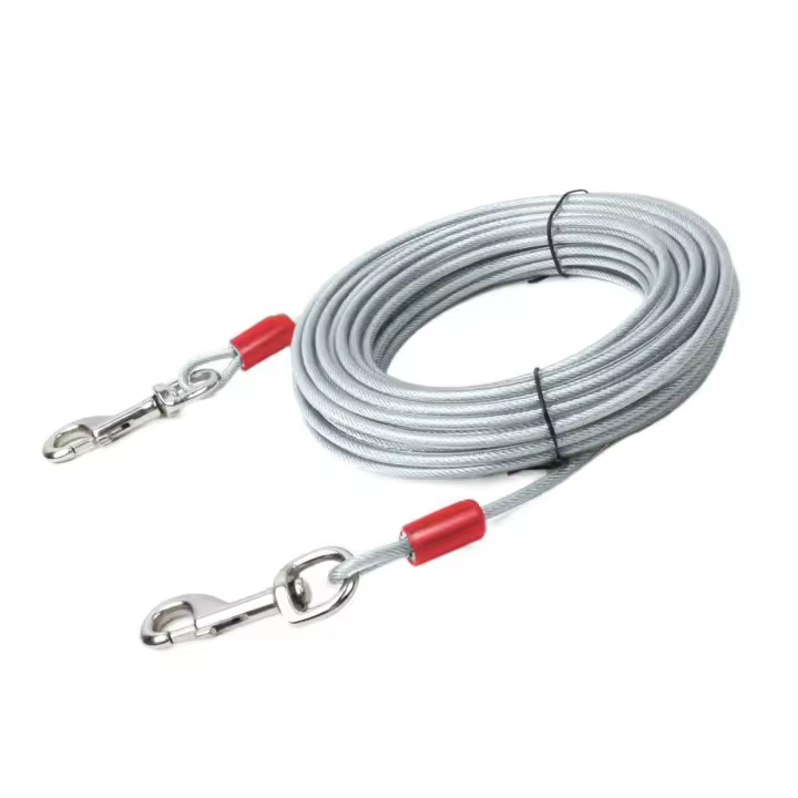 Cable de amarre para perro de 3/5/10 metros, ganchos a presión de doble extremo de alta resistencia, correa de Cable para mascotas, correa de doble cabeza resistente a mordeduras antioxidante - 1