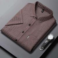 Nueva camisa de manga corta estampada informal de negocios, para hombre, resistente a las arrugas, sin necesidad de planchar, top versátil adecuado para todos - details 4