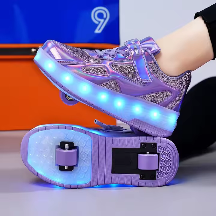 Zapatos de patín de 2 ruedas para mujer, zapatos de tendencia para niña con LED retráctil, zapatillas informales de doble propósito con ruedas - 1
