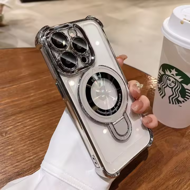 Funda de lujo con soporte magnético para iPhone A prueba de golpes, compatible con Magsafe - 1