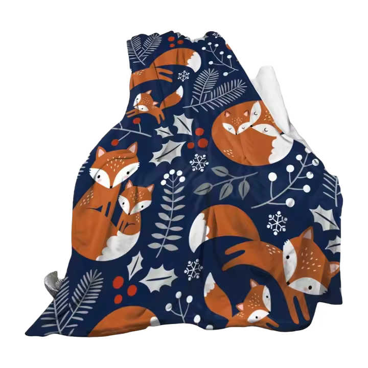 Manta de franela suave y cómoda, manta de zorro bonita, lavable para cama y sofá - 1