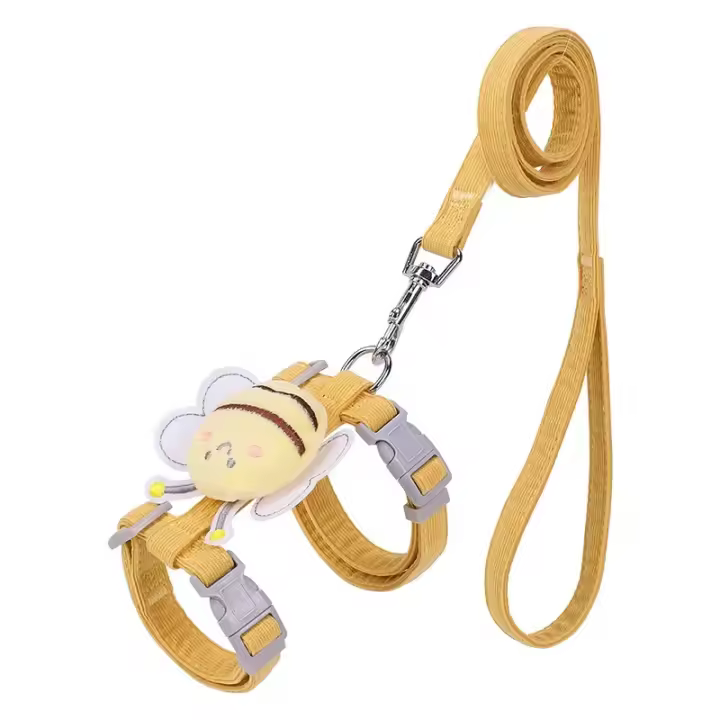 Correa de arnés ajustable para mascotas Diseño de abeja de doble capa para perros y gatos - 1