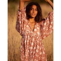 Vestido corto de vacaciones de playa de rayón informal suelto con lazo floral para mujer de moda de verano - details 51