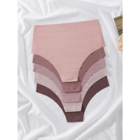Paquete de 5 bragas de cintura alta sin costuras de colores surtidos, ropa interior y lencería para mujeres - details 0