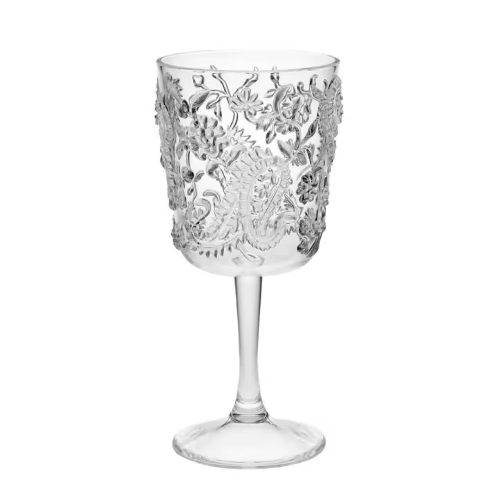Juego de 4 vasos de plástico Paisley (13 oz), juego de vasos acrílicos sin BPA, vasos irrompibles, copas de vino - 1