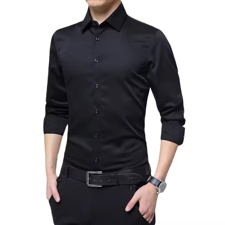 Camisa delgada de solapa de manga larga para hombre, transpirable, cómoda blusa de moda, regalo para hombre, amante del padre - 1