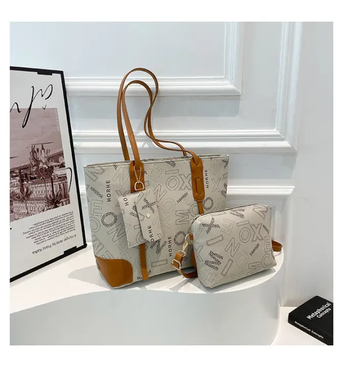Bolso de mano con letras Retro para mujer, bolso de hombro de gran capacidad que combina con todo, a la moda, para axila, primavera 2025 - 1