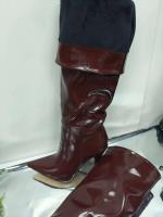 Botas cónicas hasta la rodilla para mujer, diseño cómodo de verano, parte superior de tela vaquera, cierre de botón, otoño e invierno, 2025 - details 4