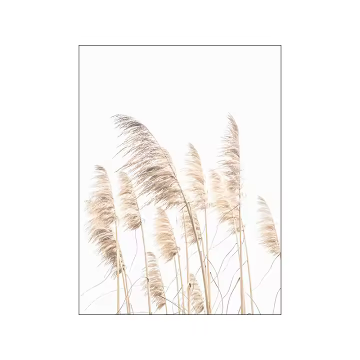 Póster Nórdico Minimalista de Flor y Hierba en Beige Decoración de Habitación Moderna Arte de Pared en Lienzo Pintura de Escena de Otoño - 1