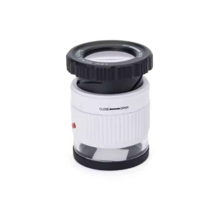 Lupa de bolsillo 30x con escala, lupa con iluminación LED UV, lupa HD de enfoque ajustable - 1