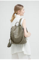 Mochilas de cuero suave para mujer, bolso de viaje impermeable, bolsos casuales para mujer, mochila antirrobo, estilo vintage, gran capacidad, color verde oscuro - details 9