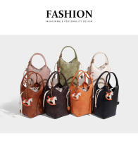 Bolso tejido de moda, bolso cubo de gran capacidad, bolso mensajero casual versátil para viajeros. - details 2