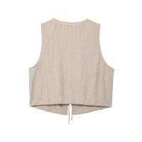 BUNO-traje de falda para mujer, Tops sin mangas con lazo y cuello en V, faldas Midi con cordón, Conjuntos Casuales de alta calle, moda - details 6