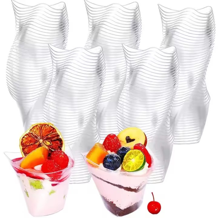 Copas de Postre de Plástico Desechables 20/40PCS100ML Ideal para Cumpleaños, Fiesta de Navidad, Helado en Casa Vajilla de Cena Desechable - 1
