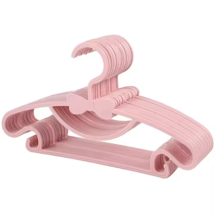 Perchas antideslizantes de plástico rosa para ropa de bebé, organizador de armario para niños, 20 unidades - 1