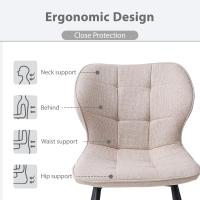 4 Sillas de Comedor de Lino, Sillas de Cocina Nórdicas Modernas y Ligeras con Patas de Metal para Sala de Estar y Dormitorio - Caqui - details 6