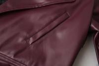 Chaqueta recortada de estilo europeo, chaqueta de cuero genuino roja para espectáculos y desfiles, novedad de 2025 - details 11