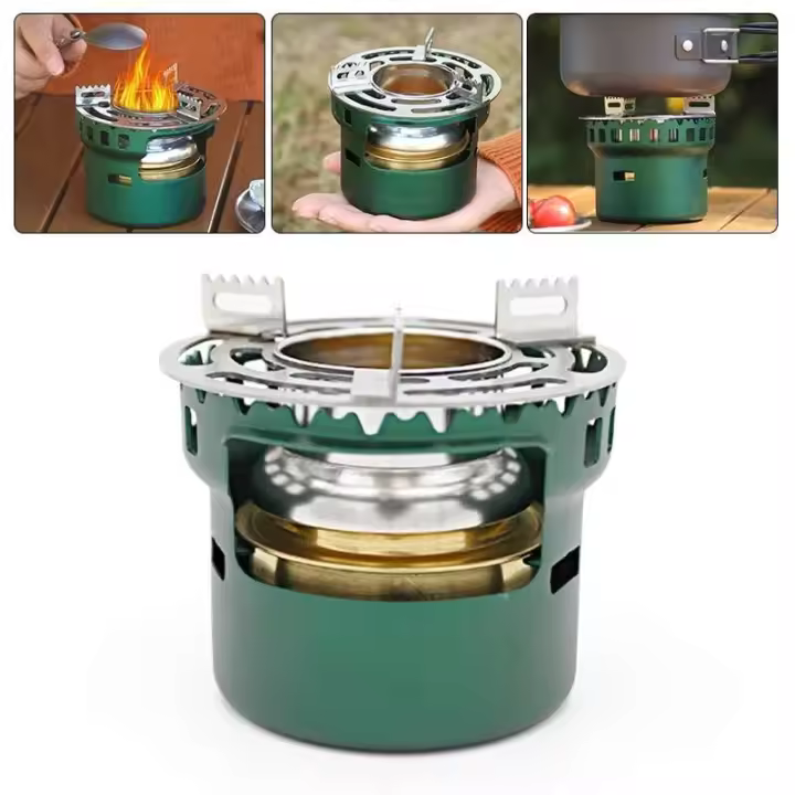 Estufa de Barbacoa Portátil de Acero Inoxidable Cocina de Campamento a Alta Temperatura con Accesorios de Alcohol - 1