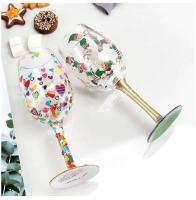 Copa de decoración navideña de cristal impresa, juego de vino pintado a mano para fiesta en casa, Festival, Bar - details 9