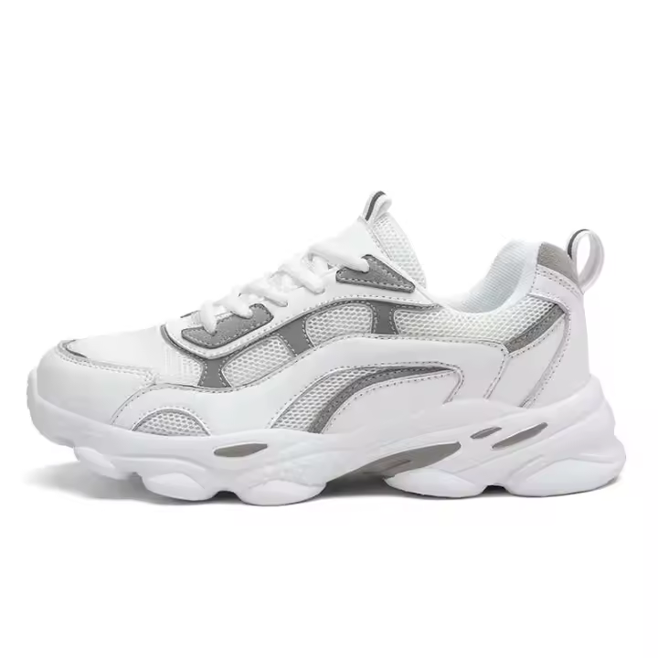 Zapatos informales para mujer, de cuero en blanco, gruesos y con aumento de altura, calzado deportivo para correr para mujer - 1