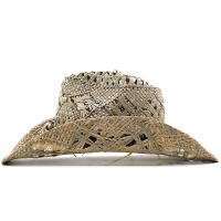 Sombrero de paja de vaquero del oeste de Panamá para hombre y mujer, gorra de Jazz de verano, a prueba de viento, con cuerda, sombreado, de ala ancha - details 4