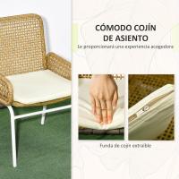 Juego de jardín de 3 piezas, sillas y mesa de ratán con 2 sillas, 1 mesa de centro y cojines para terraza o patio, natural. - details 3