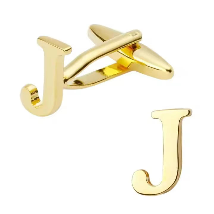 Gemelos de latón pulido a mano para hombre, joyería de alta calidad, chapado en oro, A-Z, 26 letras, moderno, nuevo - 1