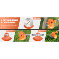 Recortadora inalámbrica Weed Wacker -GUIFIN Cortacésped de 21 V con 2 baterías de iones de litio de 2,0 Ah y 3 tipos de cuchillas de corte, potencia compacta - details 4