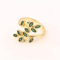 Anillo de Envoltura Elegante Zirconia Inlaid con Patrón de Hoja de Esmeralda - details 3