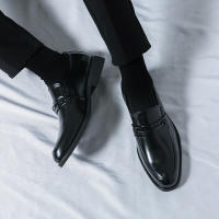 Zapatos formales de negocios para hombre, calzado de cuero PU de tacón bajo, estilo británico, hebilla de Metal a la moda - details 17
