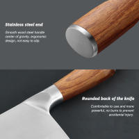 MDHAND Cuchillo de carnicero ，8 pulgadas, Cuchillo de una sola pieza totalmente metálico, Cuchillo de cocina de acero inoxidable, Cuchillo chino con mango de madera - details 3