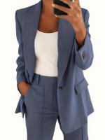 Conjunto de traje de dos piezas para Mujer, moda de Mujer abrigo pantalón set primavera verano traje de solapa - details 7
